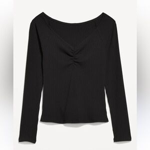 Old Navy Cinched Rib-Knit Top in Black
